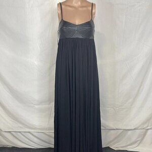 Michael Kors Plongé Leather & Chiffon Empire Gown • Size 6 • Black